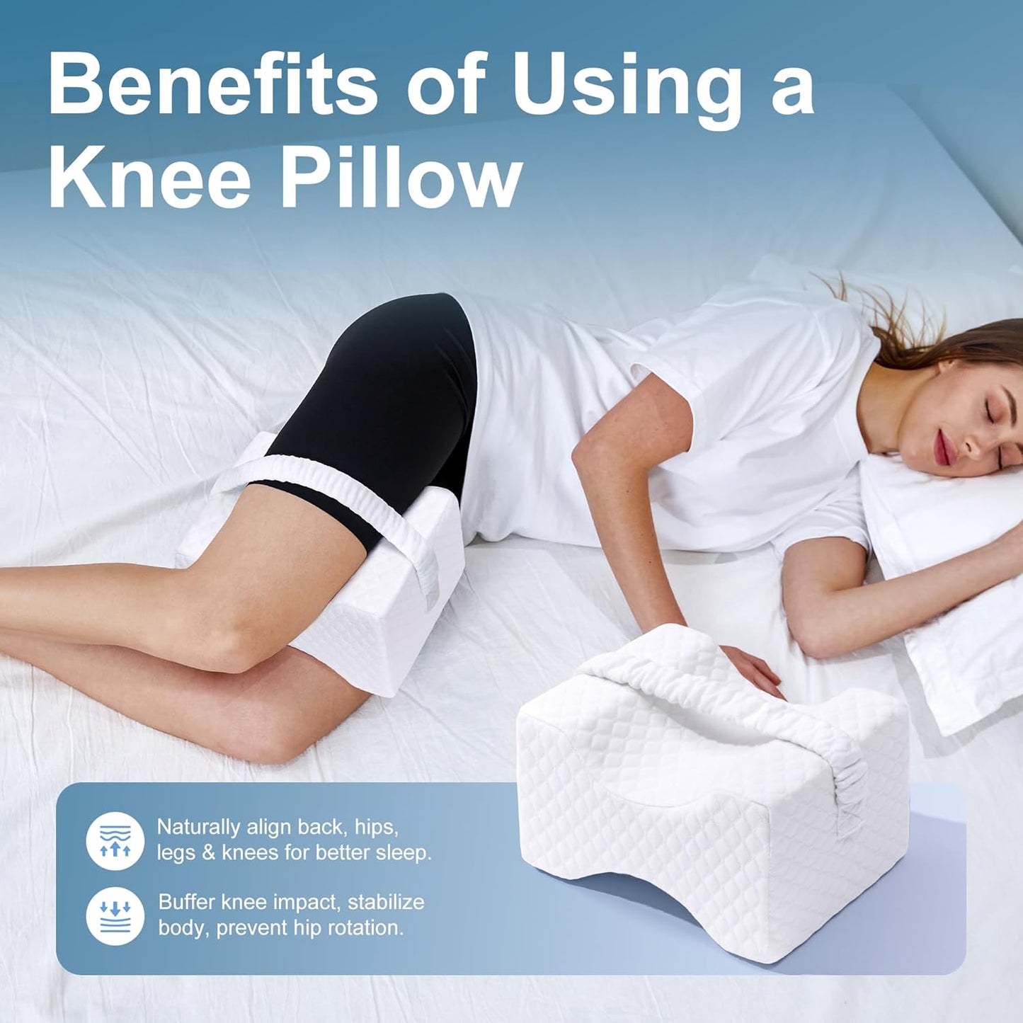 Almohada para Piernas para Ciática, Espalda, Caderas, Rodillas y Alivio del Dolor en las Articulaciones